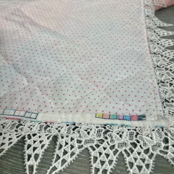 Princess Fabrics Pattern 872 Ballerina Bunny Rabbit Crib Quilt Lace Edge Blanket - Picture 7 of 11